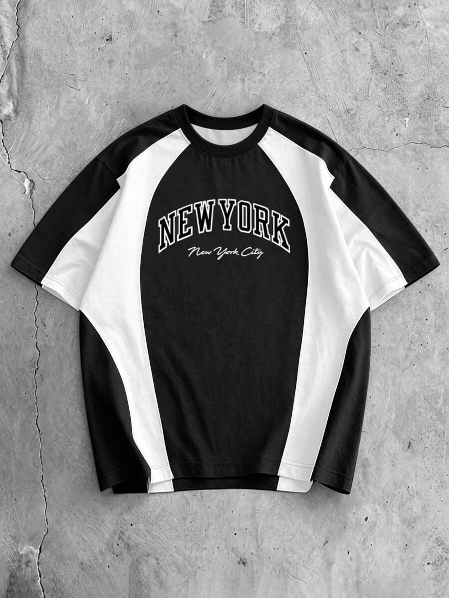 EMRG Muški crno-beli streetwear sportski dres sa New York City printom