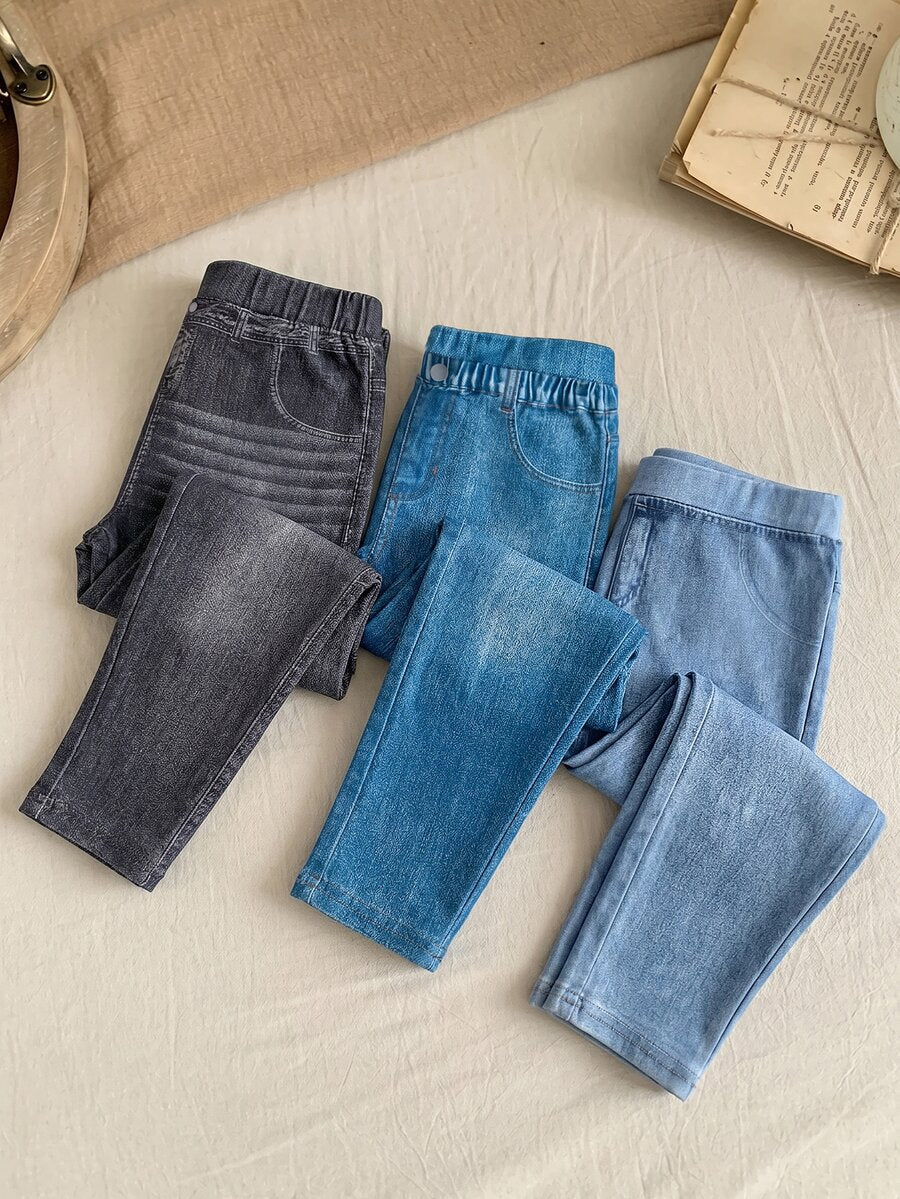 5 komada zimskih pantalona za devojčice sa crtanim vezenim motivima