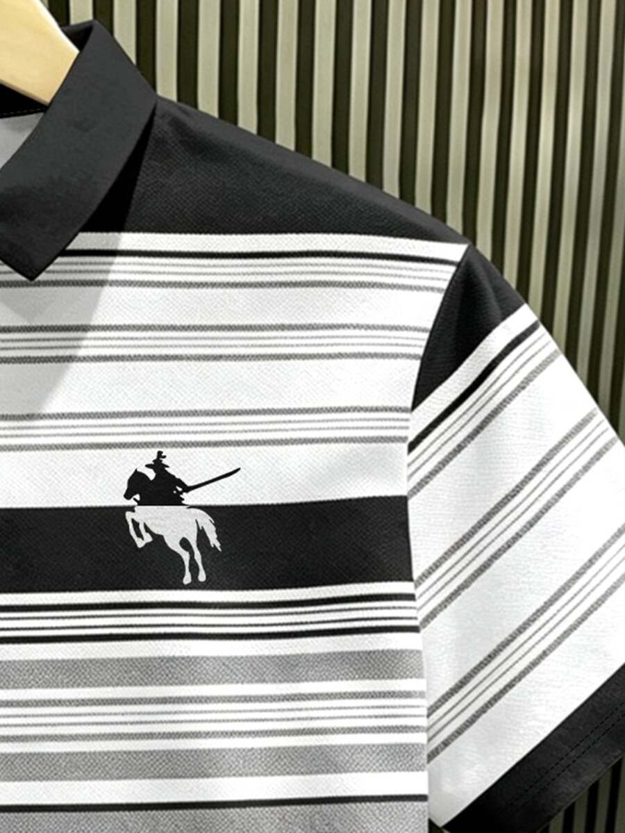 Muška polo majica na pruge  sa malim logotipom