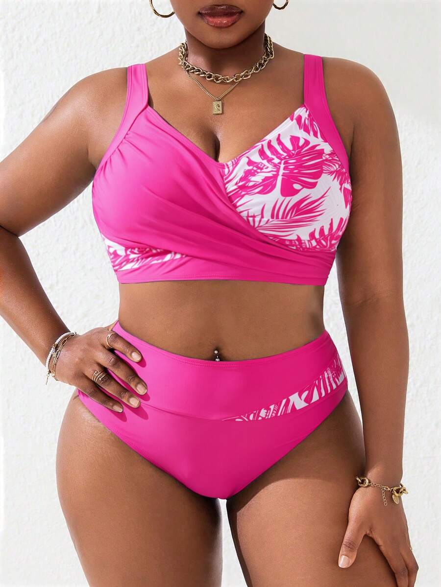 Ženski tankini set za plivanje plus size, 2 dela
