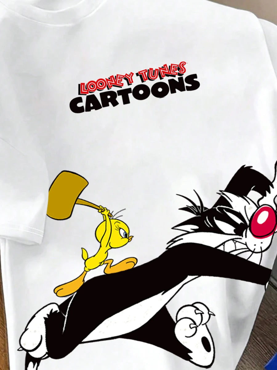 LOONEY TUNES Muška ležerna streetwear majica kratkih rukava sa crtanim printom