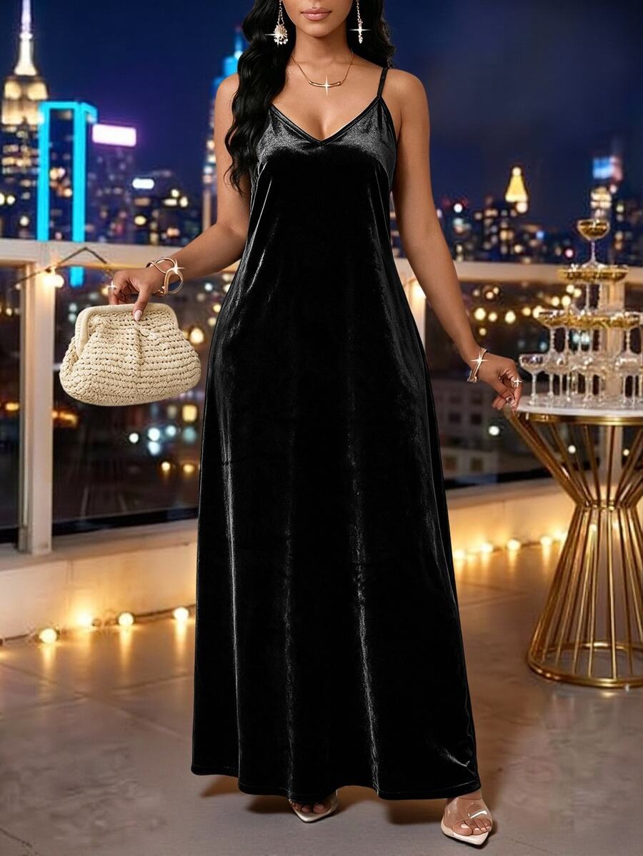 Lady Haljina sa tankim kaiš-bretelama i printom sa šljokicama, plus size