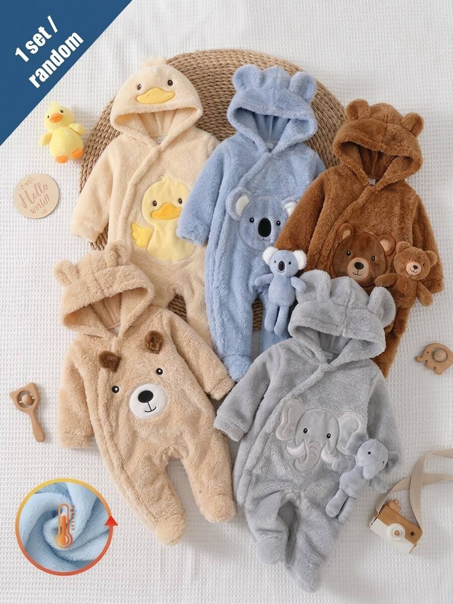 Dvostrani flanel dugih rukava kombinezon sa stopalima, uzorak dinosaurusa, krave, slona i koale sa vezom
