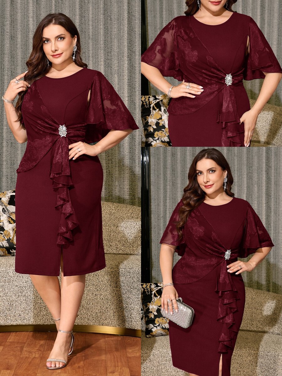 Clasi Elegantna haljina za žene plus size, asimetrična