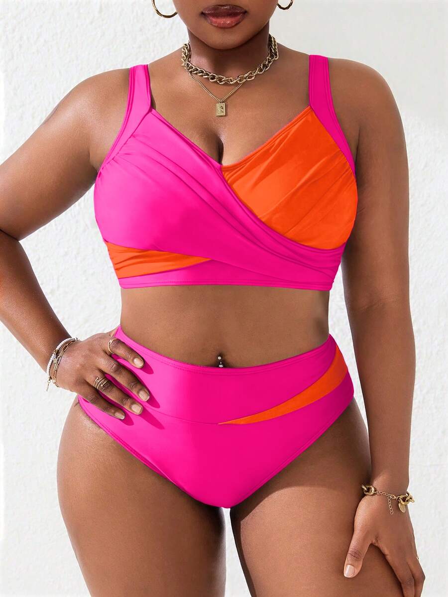 Ženski tankini set za plivanje plus size, 2 dela