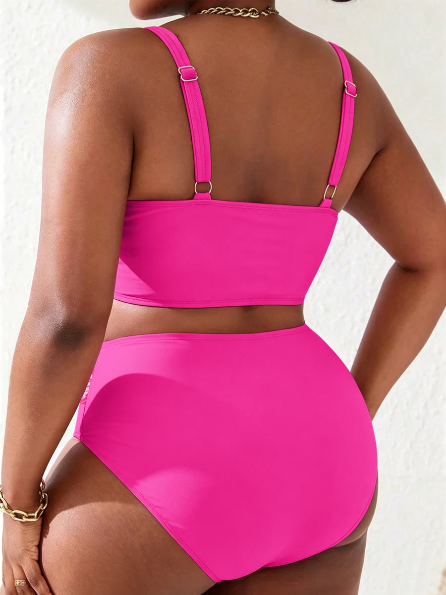 Ženski tankini set za plivanje plus size, 2 dela