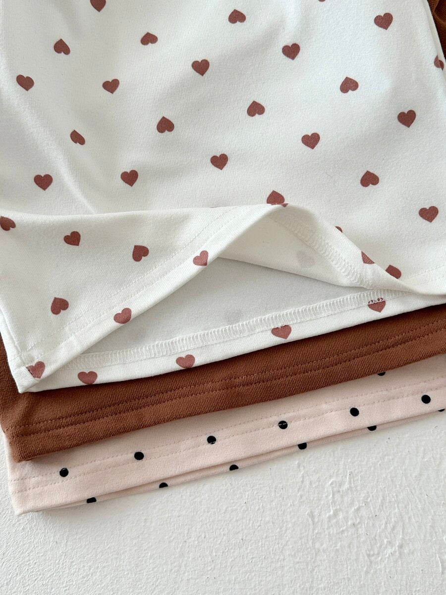 3 kom/set dečijih majica za devojčice, roze i bela prugasta, jesenja, slatka