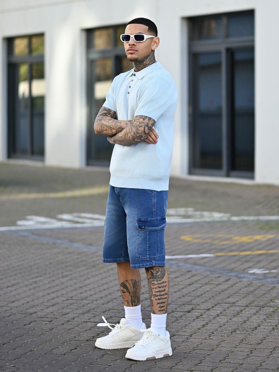 Muške ležerne cargo šorts-džins kratke pantalone od prane teksas tkanine