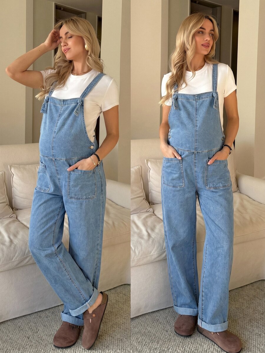 Ženske trudničke teksas pantalonesa tregerima