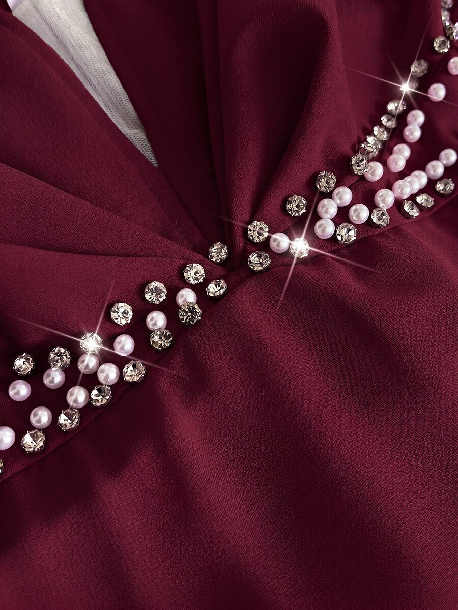 Elegantna romantična lepršava haljina za žene plus size sa V-izrezom