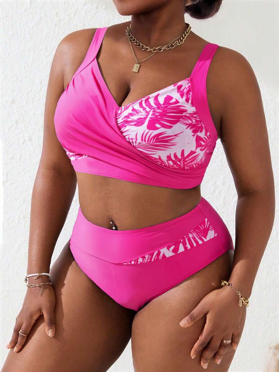 Ženski tankini set za plivanje plus size, 2 dela