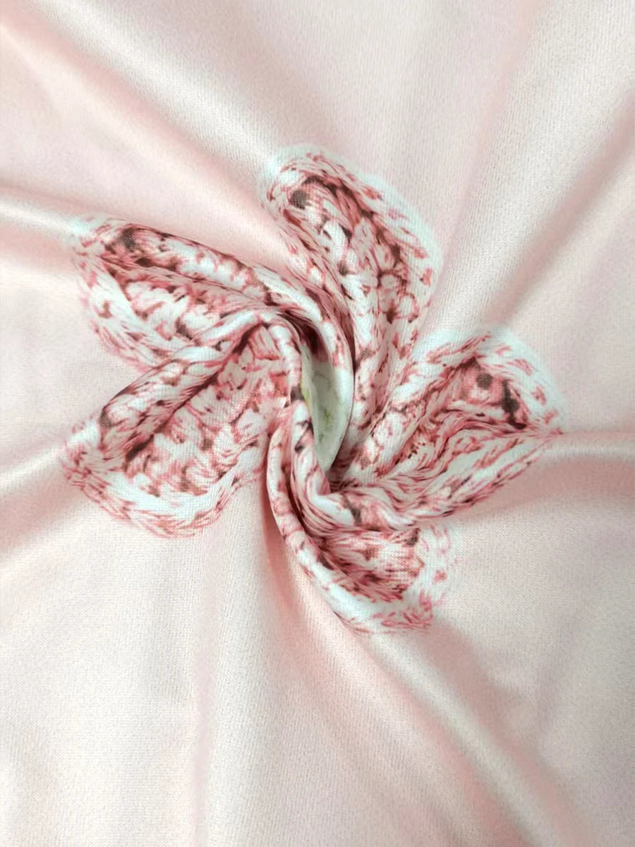 Ženska ležerna majica plus size kratkih rukava sa okruglim izrezom, vezom i cvetnim dezenom