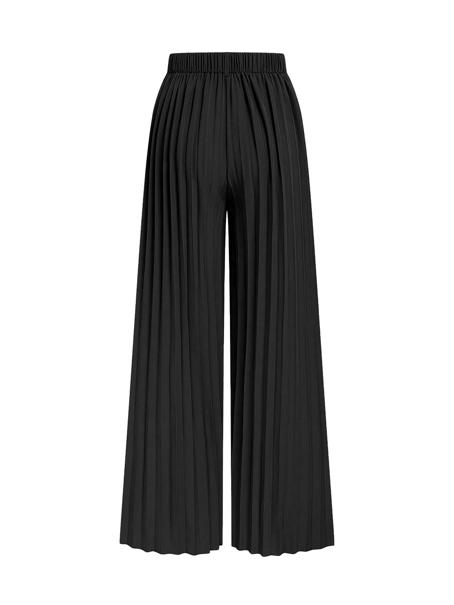 Ženske Elegantne Pantalone sa Kaišem – Ravni Kroj, Teget Plava, Prirodni Struk