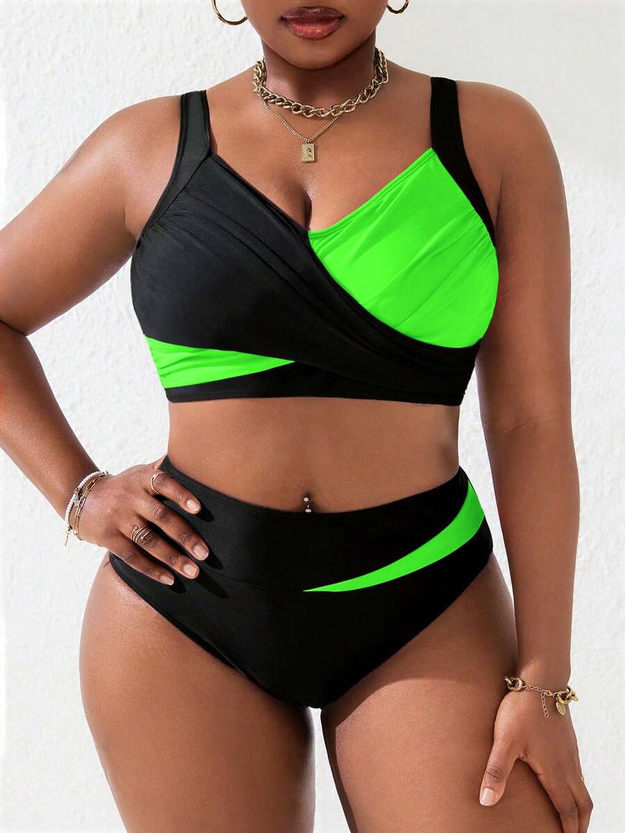 Ženski tankini set za plivanje plus size, 2 dela