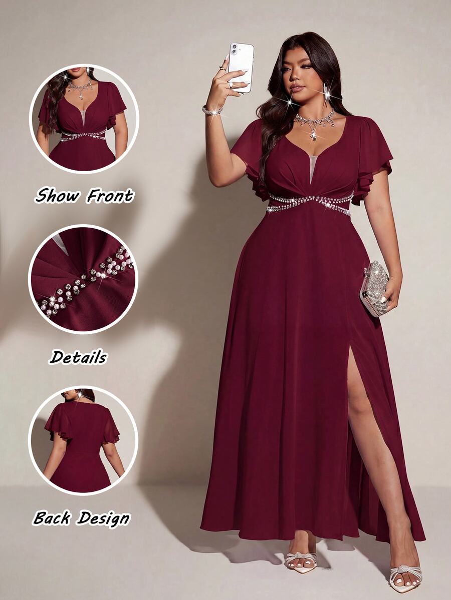 Elegantna romantična lepršava haljina za žene plus size sa V-izrezom